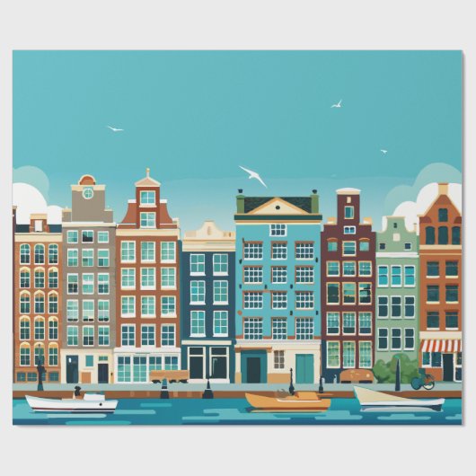 Amsterdam Holland-thema Nederlandse Architectuur Cadeaupapier (Vlak)