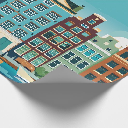 Amsterdam Holland-thema Nederlandse Architectuur Cadeaupapier (Hoek)