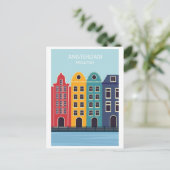 Amsterdam Holland Vintage Kleurrijke grachtenpand Briefkaart (Staand voorkant)