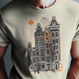 Amsterdam Holland Vintage Straathuizen Reiskunst T-shirt