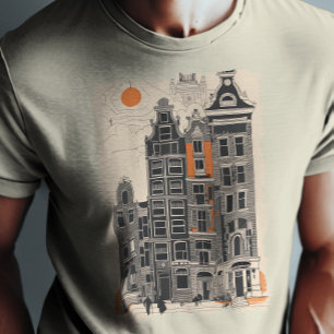 Amsterdam Holland Vintage Straathuizen Reiskunst T-shirt