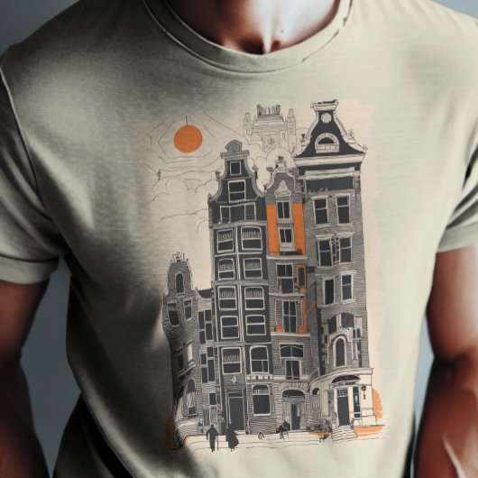 Amsterdam Holland Vintage Straathuizen Reiskunst T-shirt