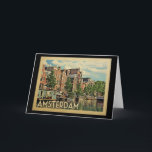 Amsterdam Holland Vintage Travel Kaart<br><div class="desc">Het Amsterdam Holland-ontwerp in Vintage Travel-stijl met een kalm Nederlands kanaal.</div>