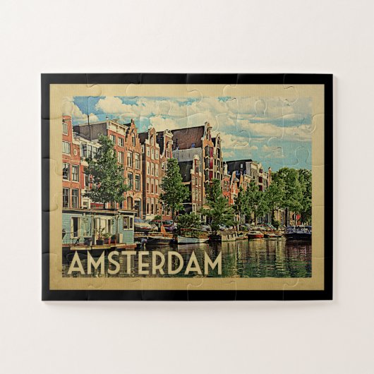 Amsterdam Holland Vintage Travel Legpuzzel (Horizontaal)