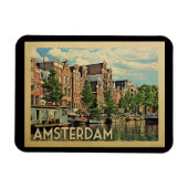 Amsterdam Holland Vintage Travel Magneet (Horizontaal)