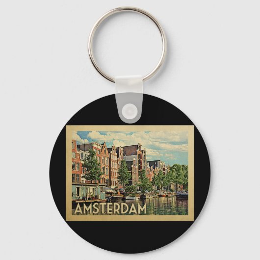 Amsterdam Holland Vintage Travel Sleutelhanger (Voorkant)