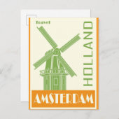 Amsterdam Holland Vintage Windmolen Reizen Briefkaart (Voorkant / Achterkant)