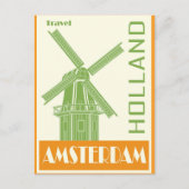 Amsterdam Holland Vintage Windmolen Reizen Briefkaart (Voorkant)
