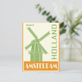 Amsterdam Holland Vintage Windmolen Reizen Briefkaart (Staand voorkant)