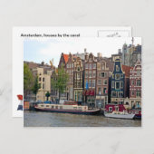 Amsterdam, huizen door het kanaal briefkaart (Voorkant / Achterkant)