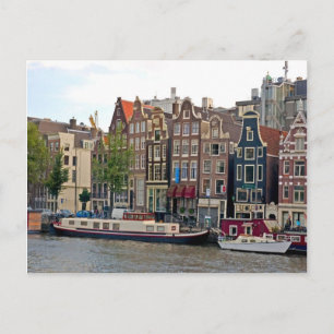 Amsterdam, huizen door het kanaal briefkaart