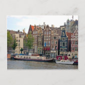 Amsterdam, huizen door het kanaal briefkaart (Voorkant)