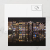 Amsterdam huizen met kleurrijke lichten in de nach briefkaart (Voorkant / Achterkant)