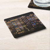 Amsterdam huizen met kleurrijke lichten in de nach kartonnen onderzetters (Schuin)