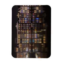 Amsterdam huizen met kleurrijke lichten 's nachts magneet