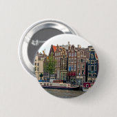 Amsterdam, huizen op het kanaal ronde button 5,7 cm (Voorkant /achterkant)
