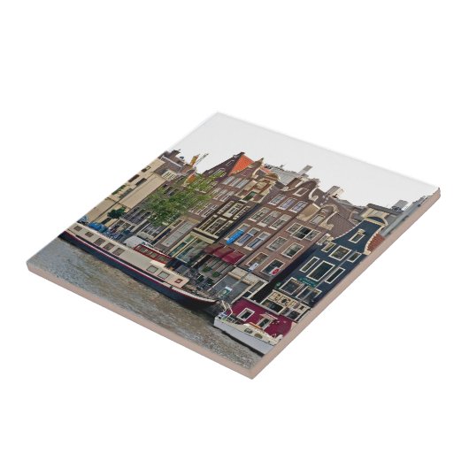 Amsterdam, huizen op het kanaal tegeltje (Zijkant)