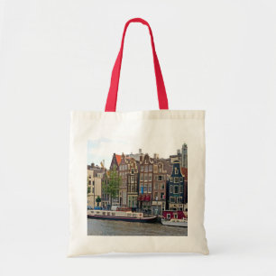 Amsterdam, huizen op het kanaal tote bag
