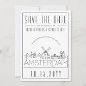 Amsterdam Huwelijk Gestileerde Silhouet Bewaar de Kaart (Voorkant)