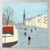 Amsterdam ijsschaatsen in de winter poster (Voorkant)