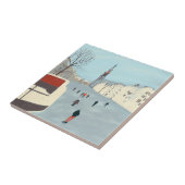 Amsterdam ijsschaatsen in de winter tegeltje (Zijkant)