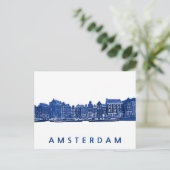 Amsterdam in blauwe Delfts blauwe stijl Briefkaart (Staand voorkant)
