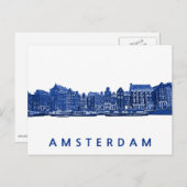 Amsterdam in blauwe Delfts blauwe stijl Briefkaart (Voorkant / Achterkant)