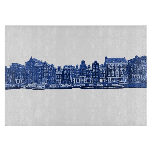Amsterdam in blauwe Delfts blauwe stijl Snijplank (Voorkant)