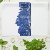 Amsterdam in blauwe Delfts blauwe stijl Theedoek (Gevouwen)