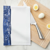 Amsterdam in blauwe Delfts blauwe stijl Theedoek (Quarter Fold)