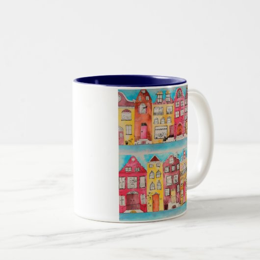 Amsterdam in love mug tweekleurige koffiemok (Voorkant rechts)