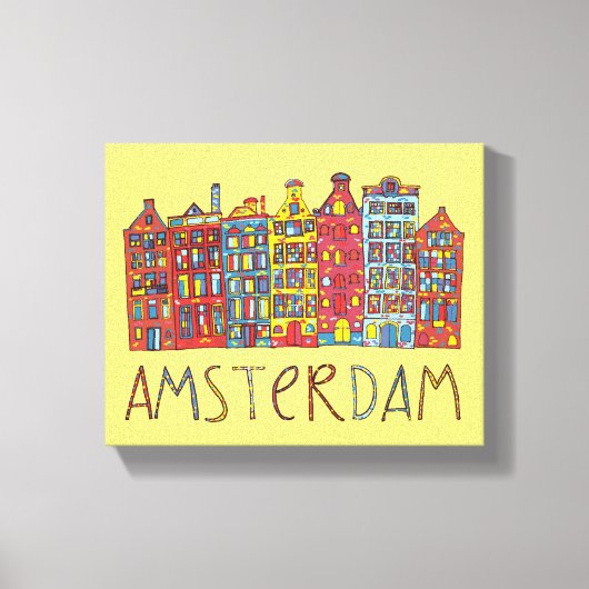 Amsterdam in mozaïek canvas afdruk (Voorkant)