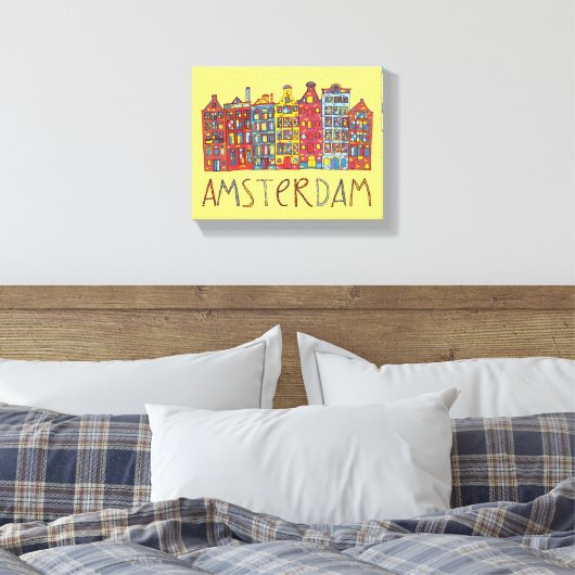 Amsterdam in mozaïek canvas afdruk (Insitu (Slaapkamer))