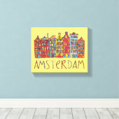 Amsterdam in mozaïek canvas afdruk (Insitu (Houten vloer))