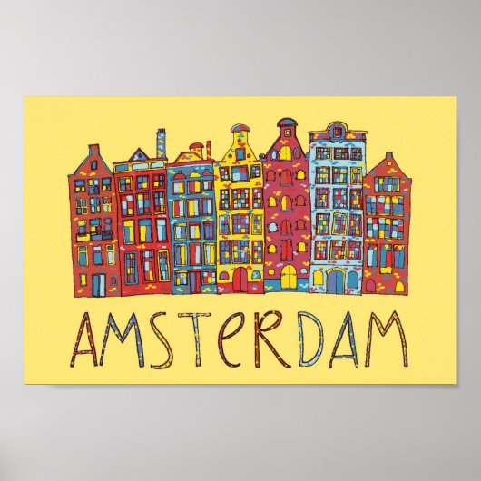 Amsterdam in mozaïek poster (Voorkant)