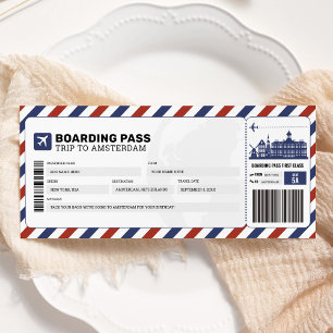 Amsterdam instapkaart reis trip vliegticket kaart
