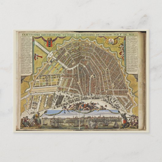  Amsterdam-kaart Briefkaart (Voorkant)
