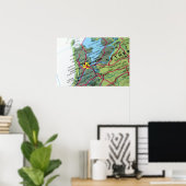 Amsterdam, kaart Nederland Poster (Thuiskantoor)