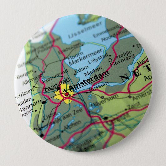 Amsterdam, kaart Nederland Ronde Button 4,0 Cm (Voorkant)