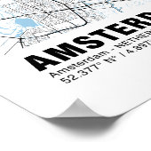 Amsterdam Kaart Poster - Amsterdam Wit Kaart (Hoek)