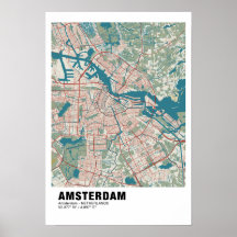 Amsterdam Kaart Poster - Kaart Stijl