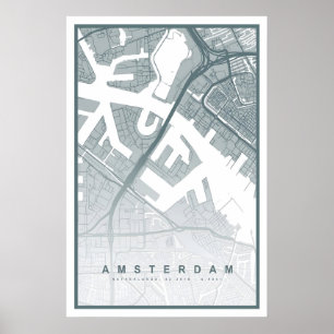 Amsterdam Kaart Print 8 KLEUREN BESCHIKBAAR Amster