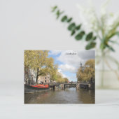 Amsterdam, Kanaal, Brug, Houseboot, Church Spire Briefkaart (Staand voorkant)
