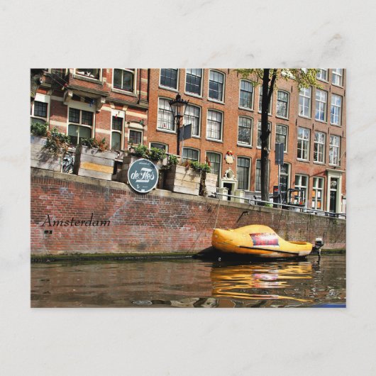 Amsterdam, Kanaal, Klomp Boat Briefkaart (Voorkant)