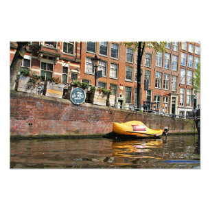 Amsterdam, Kanaal, Klomp Boat Foto Afdruk