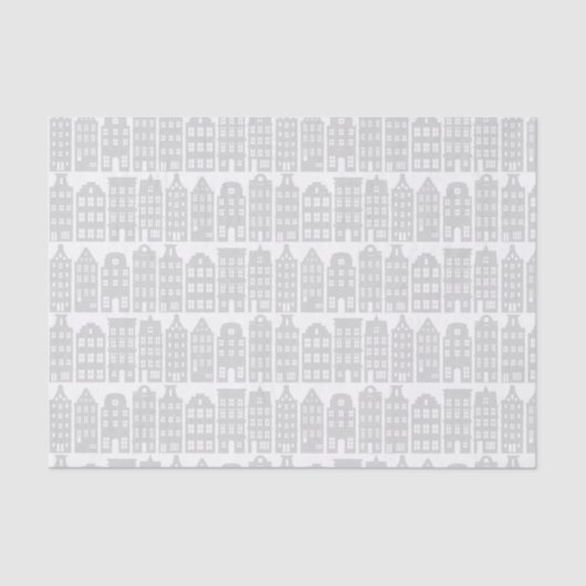 Amsterdam Kanaal Row Houses Silver & White Pattern Tissuepapier (Voorkant)