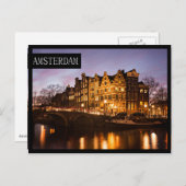 Amsterdam kanaalhuizen aan de schemerrand van het  briefkaart (Voorkant / Achterkant)