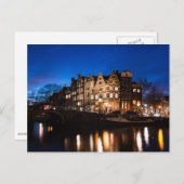 Amsterdam kanaalhuizen 's nachts briefkaart (Voorkant / Achterkant)