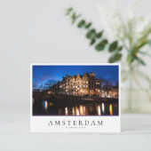 Amsterdam kanaalhuizen 's nachts briefkaart (Staand voorkant)