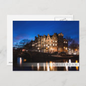 Amsterdam kanaalhuizen 's nachts briefkaart (Voorkant / Achterkant)